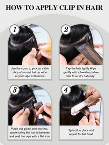 Tóc nối SUYYA 14 inch, 20 miếng, màu đen tự nhiên, tóc nối dán không đường nối, dành cho nữ, tóc thật. - S1B - Xem 6