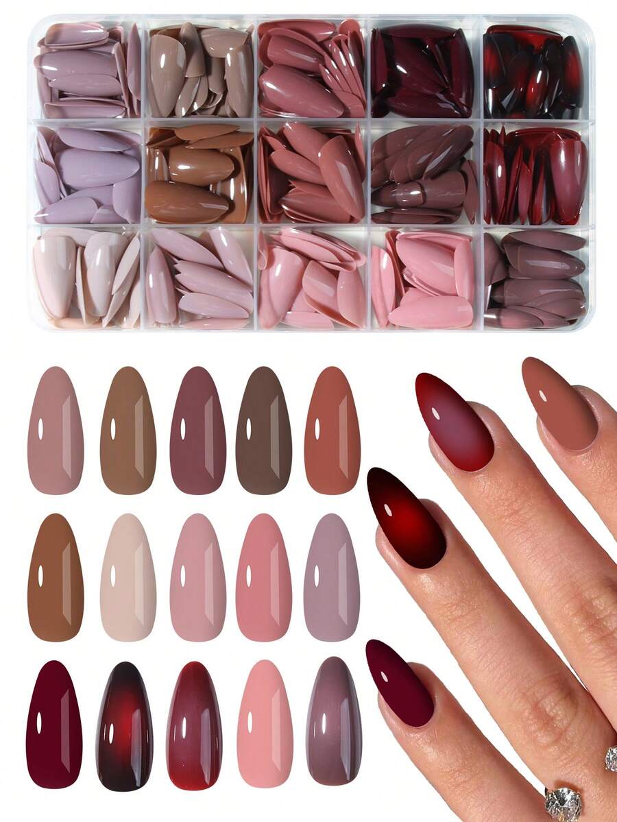 360 miếng (15 màu) Miếng dán móng tay màu trơn mờ, vừa vặn hoàn hảo cho móng tay acrylic ngắn, móng tay dài hình hạnh nhân, thích hợp cho phụ nữ và bé gái sử dụng hàng ngày, lễ hội và các dịp tiệc tùng. - Xem 1