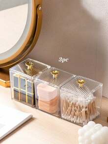 1 Stück staubdichte Make-up Pad Lippenstift Reinigungsstäbchen Aufbewahrungsbox mit Deckel, Make-up Organizer, staubdichte Aufbewahrungsbox - Transparent - Übersicht 15