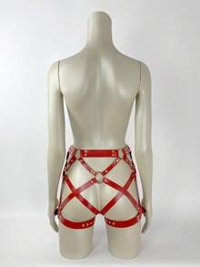 1pc Women's Gothic Style Adjustable Red PU Suspender, Suitable For Festivals, Clubbing, Attention-Grabbing Outfit Or Carnival Party Matching - Red - View 5