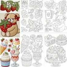 DIY Embroidery Kit With Thread & Needle Cute Bear Dessert Pattern Self-Adhesive Water-Soluble Embroidery Stickers For Craft Sewing - A - View 11