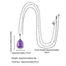 CUPIDCRYSTAL 天然水晶玛瑙宝石水滴吊坠，宝石水晶镶嵌合金，水晶项链，女士节日礼物 - 水滴項鍊 - 查看 6