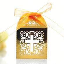 25pcs Cute Cross Gifts Boxes With Ribbons, Candy Boxes, Gift Favor Boxes For Shower Baptism First Communion Eid Mubarak Party Decorations Supplies Favors - 25pcs - View 17