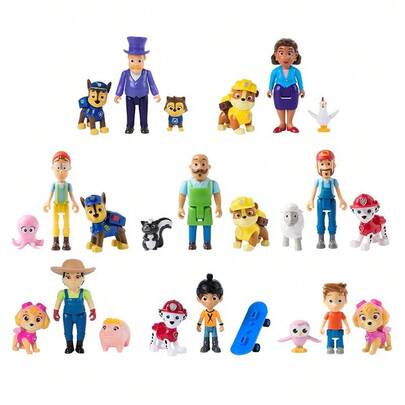 Spin Master 100% 正版汪汪队立大功玩偶套装，包含天天、毛毛、阿奇、小砾和朋友们，以及各种配件，适合 3 岁及以上男孩女孩的儿童玩具收藏