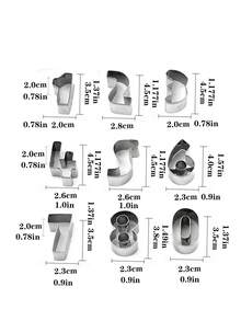 9件套不锈钢0-9数字饼干模具，DIY蛋糕装饰 - 彩色 - 查看 2