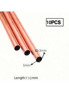 10pcs 110mm Length Copper Tube, OD 5mm ID 3mm; 2pcs 250mm Length Copper Tube, OD 7mm ID 6mm, Suitable For DIY Home & Outdoor Yard Projects - Coral Orange - View 10