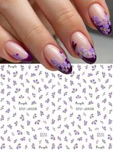 2pcs/Set 3D Purple Daisy Nail Stickers, Elegant Small Daisy Petal Self-Adhesive Slider Nail Art Decor Accessories, Suitable For Spring/Summer Wild Flower Nails - Multicolor - View 4