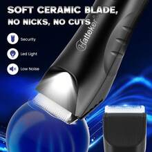 Hatteker 1pc 5W LCD Display Painless Hair Removal Device, Waterproof Shaver For Men's Body Hair Trimmer - Black - View 6