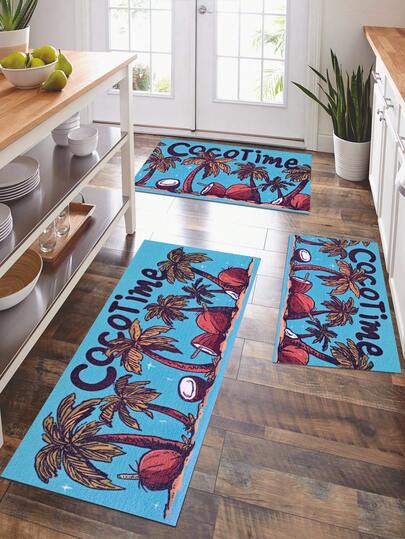 1 件夏季厨房地垫，Cocotime 地毯，涤纶防滑底，耐用室内入口地垫，门垫，户外地毯，适用于客厅、卧室、浴室、房间装饰