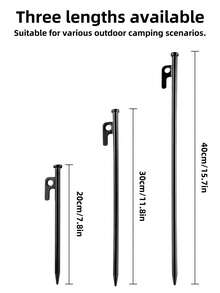 URBANWAVE Heavy Duty Forged Steel Tent Pegs, 1/12pcs High Strength Ground Anchors Suitable For Hard And Rocky Surfaces, Unbreakable Camping Tent Stakes, Rust-Resistant Tent Nails - Black - View 3