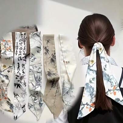 8pcs Retro Floral Print Headbands For Women, Versatile Hair Tie Ribbons, Holiday Gift
