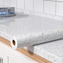 1 Roll Self-Adhesive White Granite Wallpaper, 15.7inX39.3/118.1/196.8in, Waterproof Removable Marble Gloss Vinyl Contact Paper, Suitable For Kitchen, Bathroom, Cabinet, Countertop, Tabletop, Drawer Lining, Decoration - Multicolor - View 7