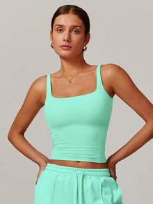 MASKERT Women's Camisole, Activewear Top, High Elasticity Workout Tank Top, Comfortable For Everyday Wear And Commute Summer Sports - Mint Green - View 4