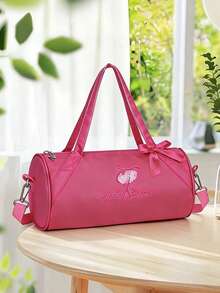 1pc Small Fashion Embroidered Dance Bag, Shoulder Bag, Travel Bag, Team Bag, Latin Ballet Bag, Fitness Bag, Travel Bag, Fashion Embroidered Ballet Dancer Matching Letter Design, Lightweight And Durable, Available In Pink And Purple, Zipper Opening, Polyester Lining, Adjustable Shoulder Strap, Suitable For Dance, Yoga, Travel And Daily Commute. - Multicolor - View 7