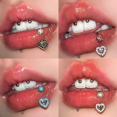 1 chiếc khuyên môi hình trái tim đính đá Zirconia bằng đồng, khuyên mũi hình móng ngựa chữ C bằng thép không gỉ, trang sức xỏ khuyên, thích hợp để đeo hàng ngày.