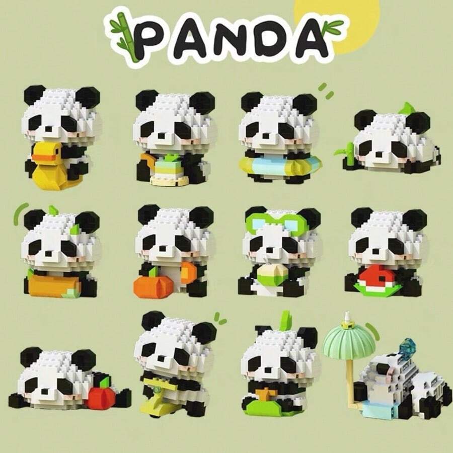 1pc Cartoon Panda Bead Assembly Building Block Toy - Random Style - Panda Series Interlocking Small Bead Building Blocks Cute Cartoon Animal Model Assembly Toy Creative Gift Desktop Decor - Multicolor - View 1
