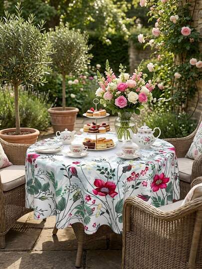 1 pieza Mantel con estampado de amapola acuarela y hojas verdes, mantel de estilo bohemio de poliéster multiusos con bordes con volantes, resistente al desgaste, impermeable y sin arrugas, adecuado para diversas ocasiones, picnic de primavera, cena de patio de verano, decoración minimalista para el hogar durante todo el año, accesorio esencial para la mesa de comedor y la decoración de eventos, decoración del hogar, cocina, boda, banquete, decoración de habitaciones, decoración vintage