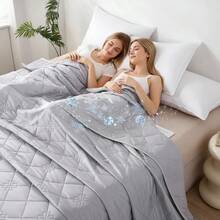 1 chiếc chăn làm mát mùa hè, chăn làm mát nhẹ, phù hợp cho người dễ bị nóng khi ngủ, chăn làm mát cỡ lớn, vải mềm mại, thoáng khí với chức năng làm mát, chăn du lịch, chăn trải giường. - Màu Xám nhạt - Xem 9