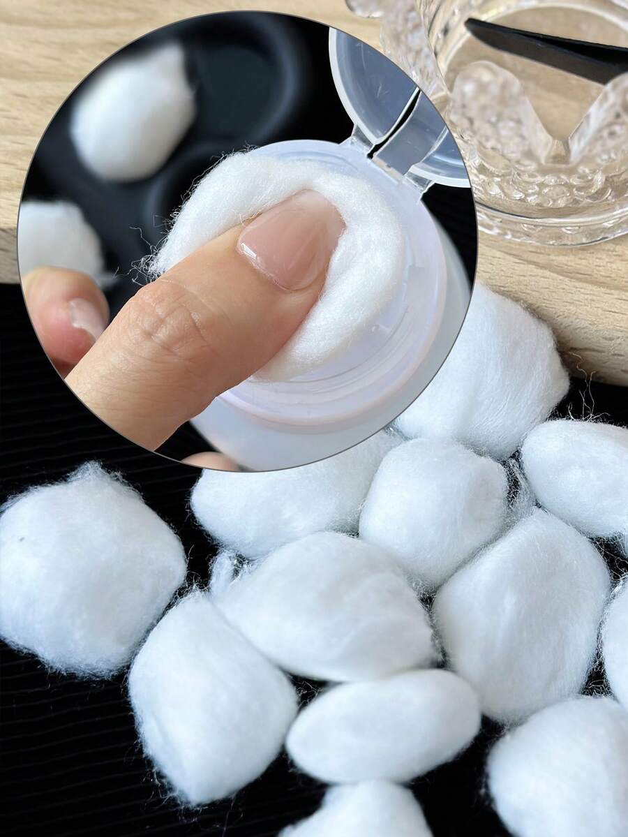 50/100片装卸甲棉片，指甲清洁湿巾，凝胶指甲油卸除棉片，一次性指甲护理清洁棉球 - 白色 - 查看 1
