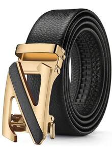 1 chiếc thắt lưng da nam, khóa tự động, chất lượng cao, phù hợp cho người trung niên và thanh niên, dùng được với quần jean và quần tây. - màu đen - View 5