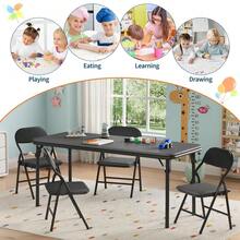 Juego de mesa y sillas plegables ultrasuaves y acolchadas de 5 piezas para niños – Muebles portátiles para actividades infantiles – Plegables para sala de estudio, comedor, guardería. - Negro - Ver 5