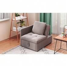 Upholstered Bed, 3-In-1 Sofa Bed, Multifunctional Sofa Bed, Linen Fabric Sofa (Adjustable Backrest), Space-Saving Sofa Bed - Grey - View 3