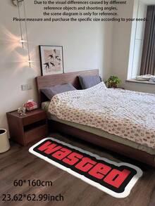 1 Stück Kunstwoll-Teppich mit "Verschwendet" Lustigem Textmuster, Maschinenwaschbar - Asymmetrische Form Fußmatte, Geeignet für Schlafzimmer, Inneneinrichtung, Weihnachten, Thanksgiving, Vatertag und andere Feiertage - Rot mit schwarzem Buchstabendesign - Rot und Schwarz - Übersicht 14