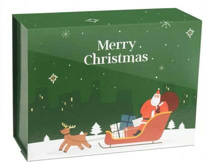 CHARMGIFTBOX Christmas Gift Boxes With Lids, 9x7x3.5 Inches Luxury Xmas Eve Gift Box, Collapsible Green Gift Boxes With Magnetic Closure For Presents Wrapping Gifts