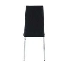 Set Of 4 White Dining Chairs, Diamond Pattern Faux Leather Upholstery, Metal Legs, Modern Style For Kitchen, Living Room, Cafe And Home Office. - Black - View 5