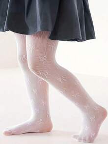 3/2/1 件装儿童白色蝴蝶结提花网眼打底裤，完美搭配连衣裙和皮鞋。百搭修身打底裤，柔软亲肤。新款春夏女童打底裤，毕业季送礼佳品。 - 彩色 - 查看 6