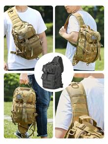 Extra Large Capacity Shoulder Chest Bag With Fixed Strap Buckle, MOLLE Webbing System For Attaching Accessories, Wide & Breathable Mesh Shoulder Strap - Multicolor - View 8