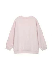 2024 Autumn New Arrival Soft Pink High-Quality Sweatshirt For Women, Letter Print Drop Shoulder Pullover Top, Spring Casual - Pink - View 5