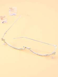 1pc Rhinestone Half-Rim Star Pendant Eyeglasses Frame, Fashionable Artistic Office, Daily, Party Wear For Women - Multicolor - View 4