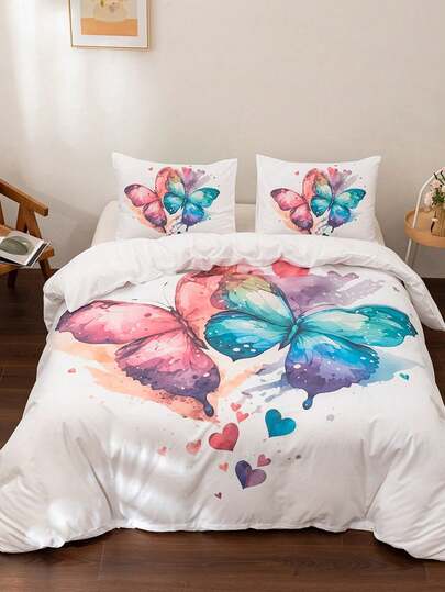 Bộ ga trải giường in kỹ thuật số họa tiết hoa lãng mạn 2/3 món (1/2 vỏ gối, 1 vỏ chăn, không bao gồm chăn bông), bộ đồ giường kiểu màu nước, siêu mềm mại, thoải mái, thoáng khí, phù hợp cho mọi mùa, lý tưởng để tạo nên một phòng ngủ hoặc ký túc xá ấm cúng, cũng là một món quà tuyệt vời.