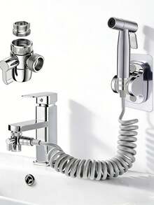 Bộ vòi xịt vệ sinh cho bồn rửa mặt phòng tắm - Vòi xịt vệ sinh cầm tay kèm ống mềm, van chuyển hướng vòi và giá đỡ dán, hoàn thiện - súng phun sơn - Xem 1