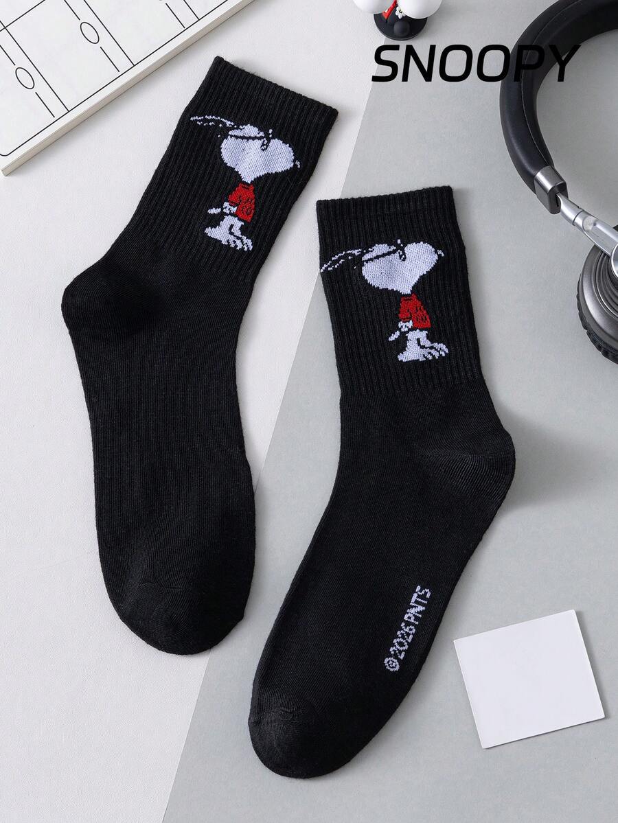 SNOOPY 1 Paio di Autentici Calzini Uomo Estivi Neri Alla Caviglia, Calzini Stile cartoni animati Carini e Traspiranti, Deodoranti e Assorbenti, Calzini Sportivi Casual Versatili con Motivo cartoni animati, Adatti per Studenti e Adulti, Perfetti per Uso Quotidiano e Come Regalo - nero - Visualizzare 1