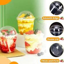 10pcs20pcs/30pcs U-Shaped Cake Cups With Lids, Ice Cream Cups, Juice Cups, Fruit Milk, Milk Tea Cups, Super Cute Round Mini Heat-Resistant Cups - Transparent - View 4