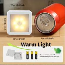 1/3/4 piezas Luz nocturna con sensor de movimiento, lámpara de pared decorativa interior con sensor PIR inteligente, luz de trayecto de iluminación, con 6 bombillas LED incorporadas, luz nocturna inalámbrica con batería, adhesivo doble cara portátil, estilo minimalista - Lámpara de pared con sensor - Ver 9