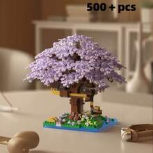 Multi-Particle Building Blocks Treehouse Street Scene Series, Children's Building Blocks Toy Set, Includes: Moon Treehouse, Multiple Colors Cherry Blossom Trees. DIY Educational Assembly Handmade Gift, Gift For Children, Classroom Reward Small Gift. Back To School, Birthday And Major Holiday Fashion Gift. Gift Bag Packaging More Affordable. - Multicolor - View 4