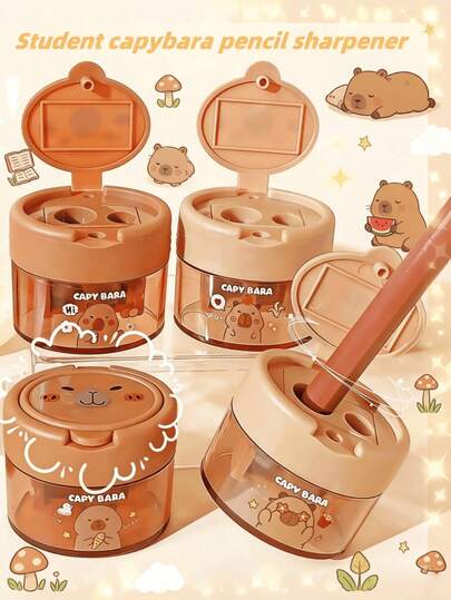 1/3/7 趣味创意水豚铅笔刀，奢华、时尚、酷炫文具，颜色随机，新颖的铅笔刀设计，适合生日装饰，独特的设计，有趣的学校用品和教师奖励礼物，适合毕业季、古尔邦节、独立日和返校季的酷炫柔软文具（不含盒子）