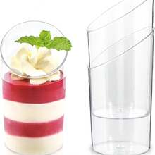 Bộ 100/50/40/30/20/10 chiếc ly mousse góc cạnh, ly tráng miệng trong suốt (ly shot tráng miệng) dùng cho tiệc cưới, sữa chua, panna cotta Ý, bánh phô mai, pudding, thạch và mousse khai vị. - trong suốt - Xem 2
