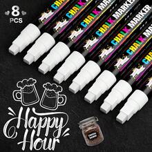A Set Of 8 White 6mm Thick Head Large Erasable Markers, With Bright Colors And Overlapping Use, Suitable For Blackboards, Windows, Glass, Mirrors, Cars, Posters, Small Bars, DIY Cars, Adult And Children's Art Design - White - View 3