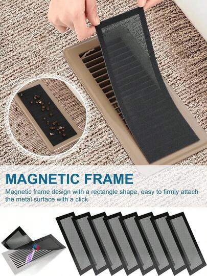 2/4/8pcs Household Magnetic Vent Covers - 4x10 Inch PVC Mesh, Dust And Debris Proof, Pest Resistant, For Ceiling And Floor Vents