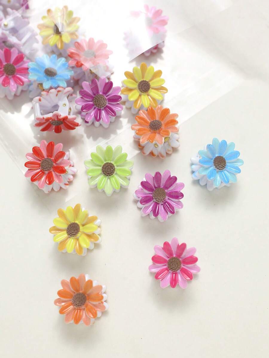 15/20/30pcs Mini Flower Shaped Hair Clips, Colorful Small Hair Claws For Bangs, Flyaways Beach Accessories Summer Outfits