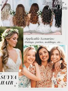 Tóc nối SUYYA 14 inch, 20 miếng, màu đen tự nhiên, tóc nối dán không đường nối, dành cho nữ, tóc thật. - S1B - Xem 10