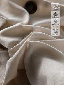 Bộ 2 món đồ bằng vải lanh, trang phục thường ngày thanh lịch, công sở, đi làm, tối giản, thích hợp cho nữ mùa hè, đi nghỉ mát, bộ đồ nữ thanh lịch. - Màu be - Xem 6