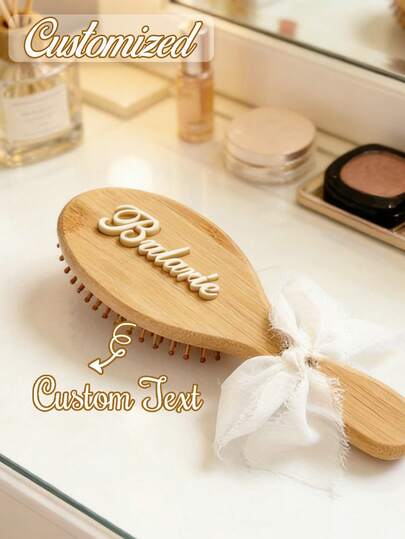 Lược gỗ đệm khí chống tĩnh điện có thể tùy chỉnh, có thể khắc tên cá nhân, chất liệu acrylic, quà lưu niệm ý nghĩa, phù hợp cho đám cưới, tiệc cưới, tiệc độc thân, sinh nhật, dụng cụ tạo kiểu tóc thời trang cho phụ nữ và thanh thiếu niên, quà tặng cao cấp.