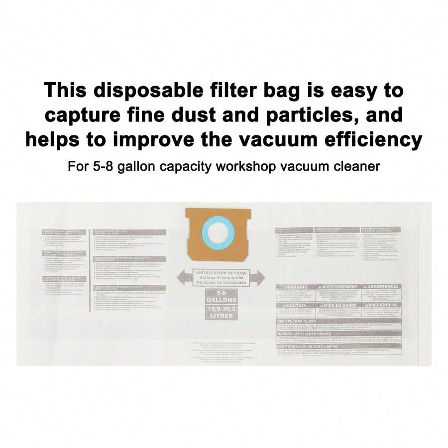 2Pcs Replacement Filter Bags Replacement Wet Dry Vacuum Bags For Shop Vac 9066100 5‑8 Gallon Ridgid VF Series,Filtro Aspirapolvere - View 1
