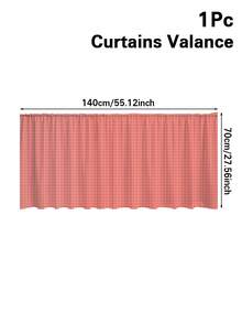 1Pc Red Grey Checked Curtain,Rod Pocket Half Drape Curtain,Drilling Table Skirt,Cabinet Decoration,Kitchen & Dining Partition,Bedroom Window Curtain Short,Porch Decor Curtains,Daily Home Decor,Window Decor - Multicolor - View 12