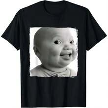 Funny T-Shirt With Smiling AI Baby Meme - Black-7 - View 11